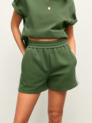 Cotton Stripe Side Detail Shorts Set