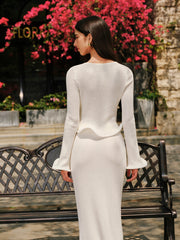 Ruffled Hem Knit Cardigan