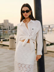 Cotton Blend Tied Front Shirt