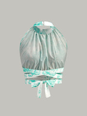 Halter Neck Backless Button-Front Skirt Set