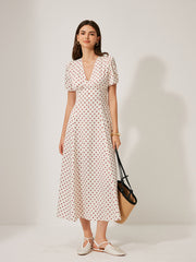 Polka Dot Puff Sleeve Dress