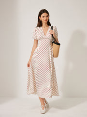 Polka Dot Puff Sleeve Dress