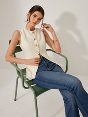 Button Detail Pockets Skirt Set