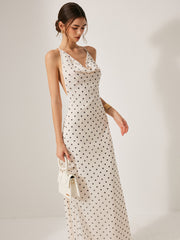 Chiffon Backless Polka Dot Tie Dress