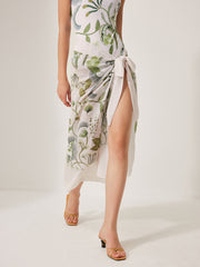 Chiffon Tie-Detail Cover-Up Skirt