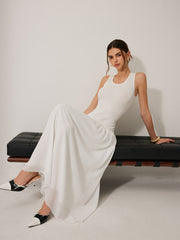 Semi-Sheer Knit Sleeveless Dress