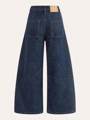 Cotton Mid-Waist Wide-Leg Jeans