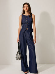 Button-Front Sleeveless Vest