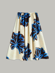 Floral Print Elastic Waist Skirt