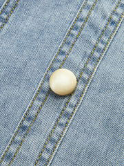 Button-Front Denim Sleeveless Dress