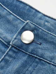 Mid-Waist Color Block Denim Pants