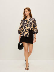 Leopard Print Button-Up Shirt