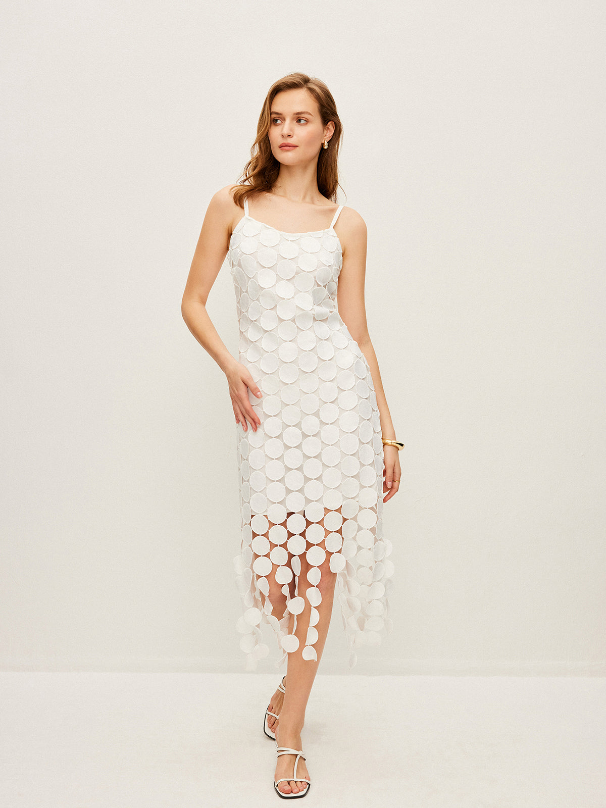 Laser Cut Multi Circle Double Layer Cami Dress