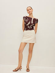 Abstract Print Off-Shoulder Top