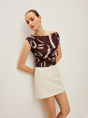 Abstract Print Off-Shoulder Top