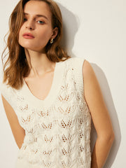 Crochet Floral V-Neck Sweater Vest