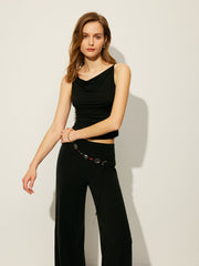 Sleeveless Top Pants Set Without Belt