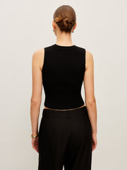 Ribbed Knit Vest With Metal Detail