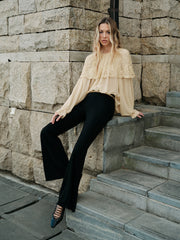Semi-Sheer Lace Chiffon Blouse
