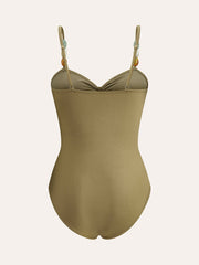 Beaded Strap Cut-out One-Piece Swimsuit