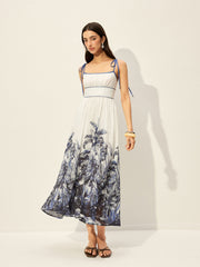 Tropical Print Tie-Strap Dress