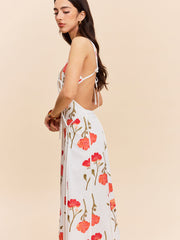 Floral Cut-Out Tie-Back Dress