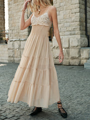 Semi-Sheer Embroidered Bustier Tiered Dress