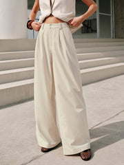 Cotton & Linen Mid-Waist Pants