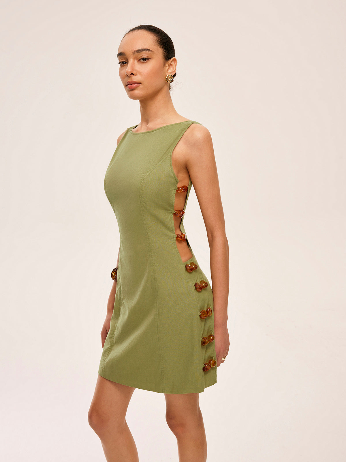 Cotton & Linen Cut-Out Side Dress