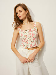 Floral Print Knit Vest