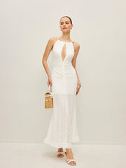 Semi-Sheer Halter Keyhole Dress