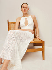 Semi-Sheer Halter Keyhole Dress