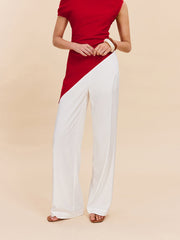 Cotton & Linen Semi-Sheer High-Waist Pants