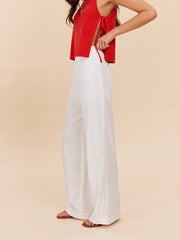 Cotton & Linen Semi-Sheer High-Waist Pants