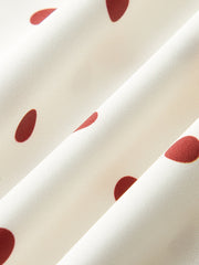 Polka Dot Off-Shoulder Dress With Ribbon Detail