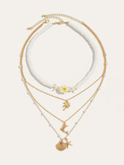 Alloy Blend Beach Style Multi-Layer Necklace