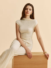 Textured Top With Wide-Leg Pants Set