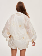 Semi-Sheer Floral Shorts Set