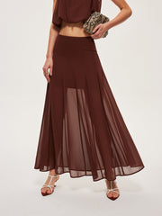 Chiffon Semi-Sheer A-Line Skirt