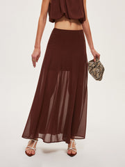 Chiffon Semi-Sheer A-Line Skirt