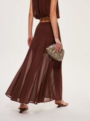 Chiffon Semi-Sheer A-Line Skirt