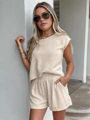 Cotton & Linen Pockets Shorts Set