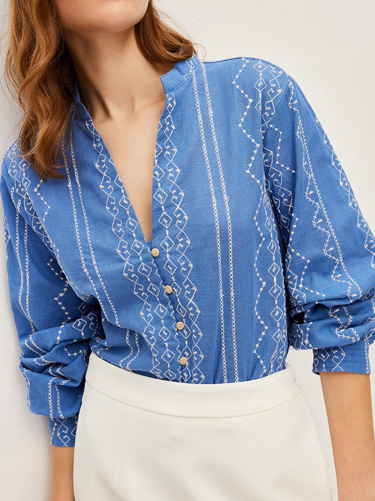 Embroidered Button-Down Shirt