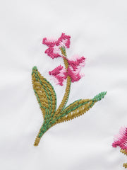 Embroidered Scallop Trim Puff Sleeve Bow Blouse