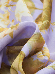 Floral Print Panel Tie-Waist Mesh Cover-Up