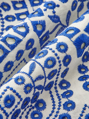 Cotton Embroidery Scalloped Hem Elastic Waistband Skirt