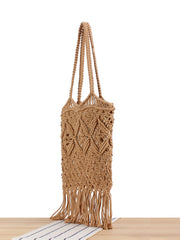 Hollow Straw Tassel Detail Bag