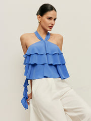 Halter Neck Ruffled Top