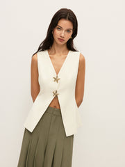 Starfish Metal Detail V-Neck Sleeveless Vest