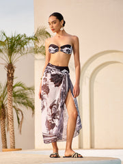 Semi-Sheer Floral Print Tie Cover-Up Skirt